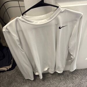 Nike White Long Sleeve Top with Black Logo
